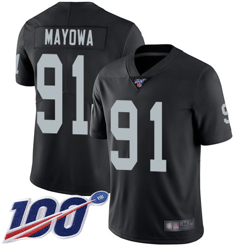 Men Oakland Raiders Limited Black Benson Mayowa Home Jersey NFL Football 91 100th Season Vapor Jersey